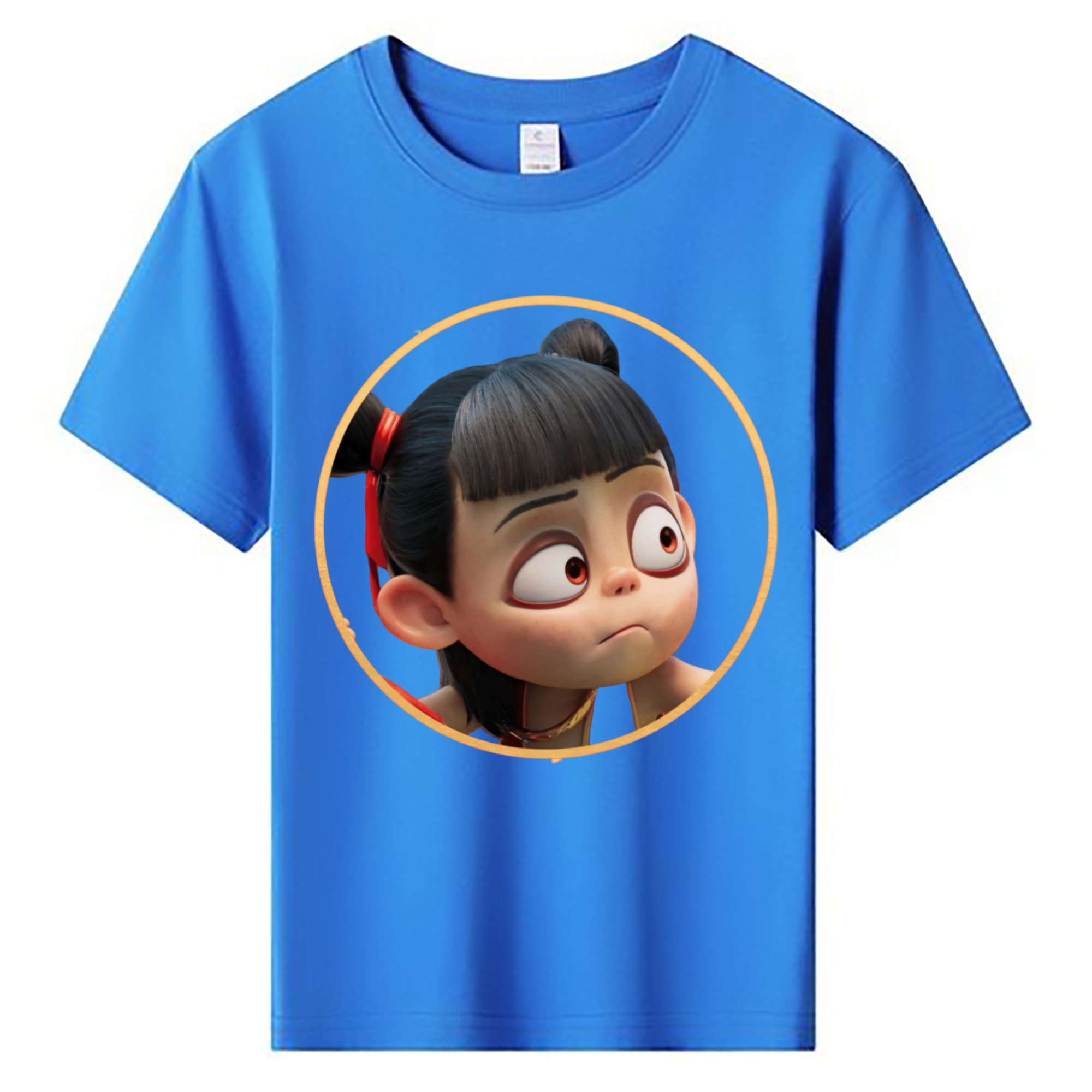 （画像用） Ne Zha 2 ナタ 魔童の大暴れ 綿100％キッズTシャツ（フロントプリント）